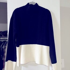 English Factory Mock Neck Black and White Sweater